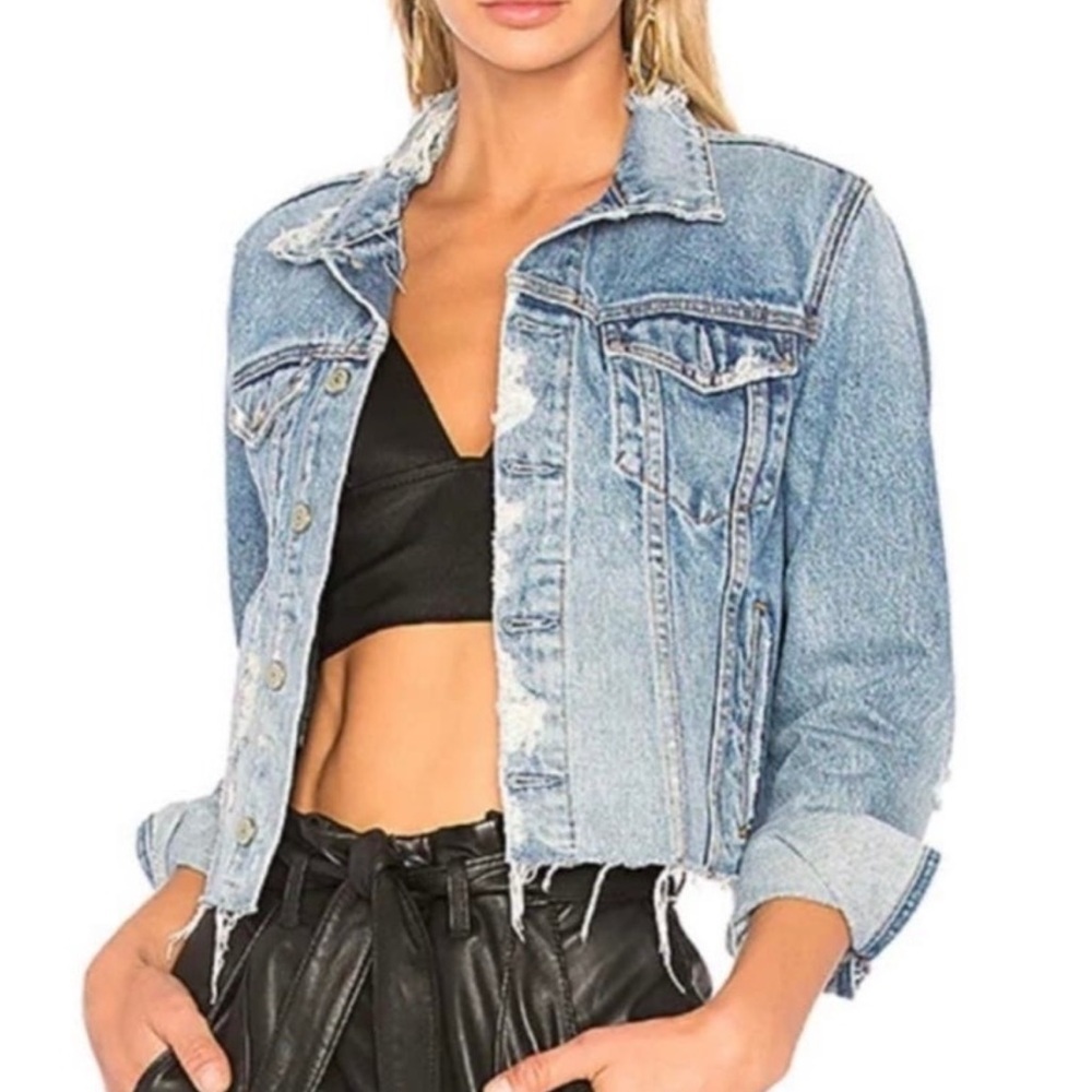 GRLFRND Cara Cropped Jean Jacket in Mary Jane Size XS